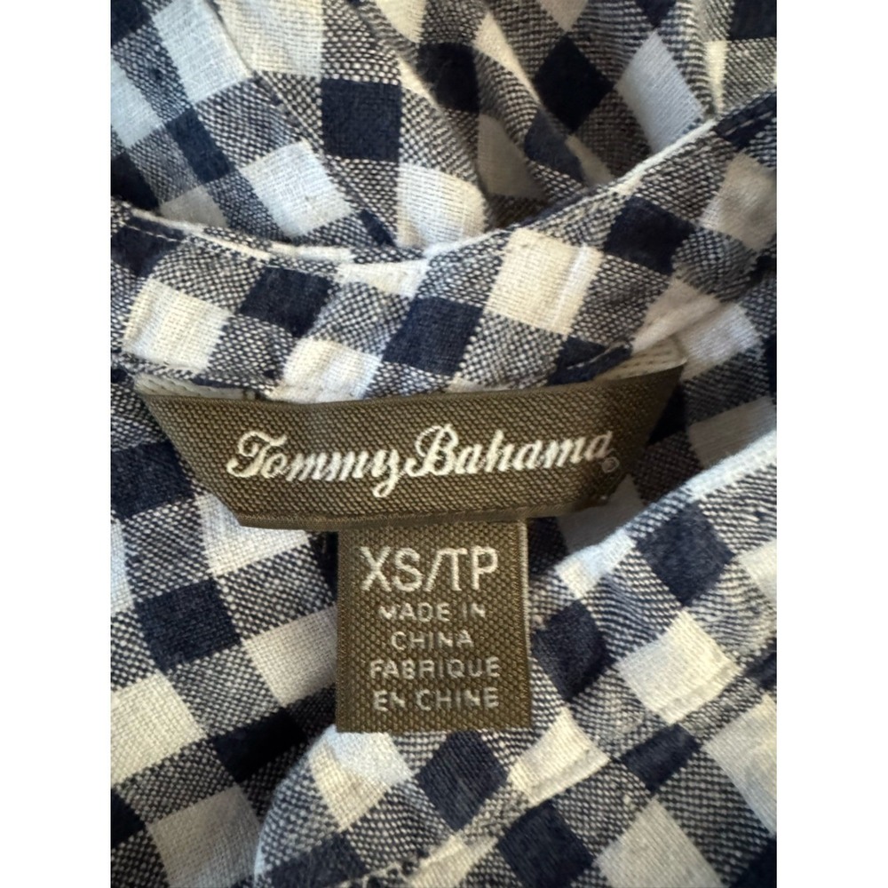 Tommy Bahama 100% Linen Gingham Shift Dress XS Checkered Euro Summer Coastal - Picture 5 of 7